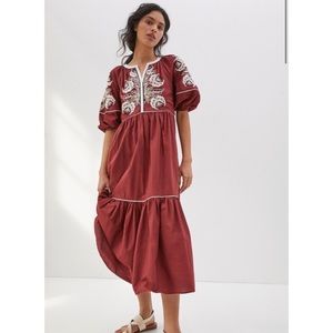 Anthropologie Gretel Embroidered Maxi Dress NWOT
